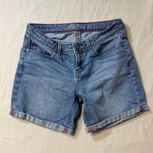 Denim Blue Jean Shorts Women’s 27 4 Folded Hem Long Spring Summer Classic Basic
